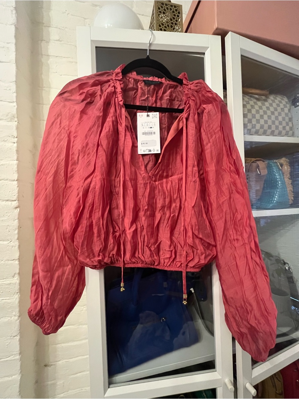 Zara 2-piece Coral Pink Long Sleeve Top and Tiered Skirt - Picture 3 of 3